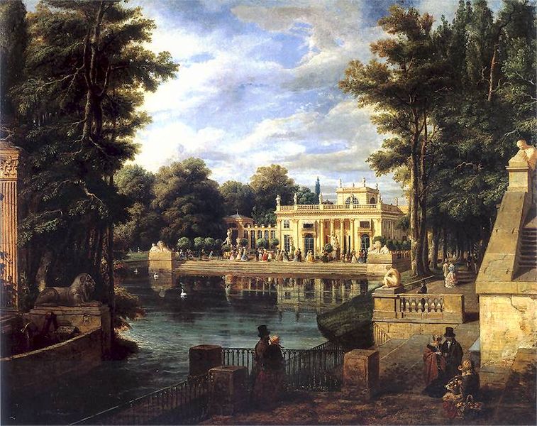 View of the Royal Baths Palace in summer